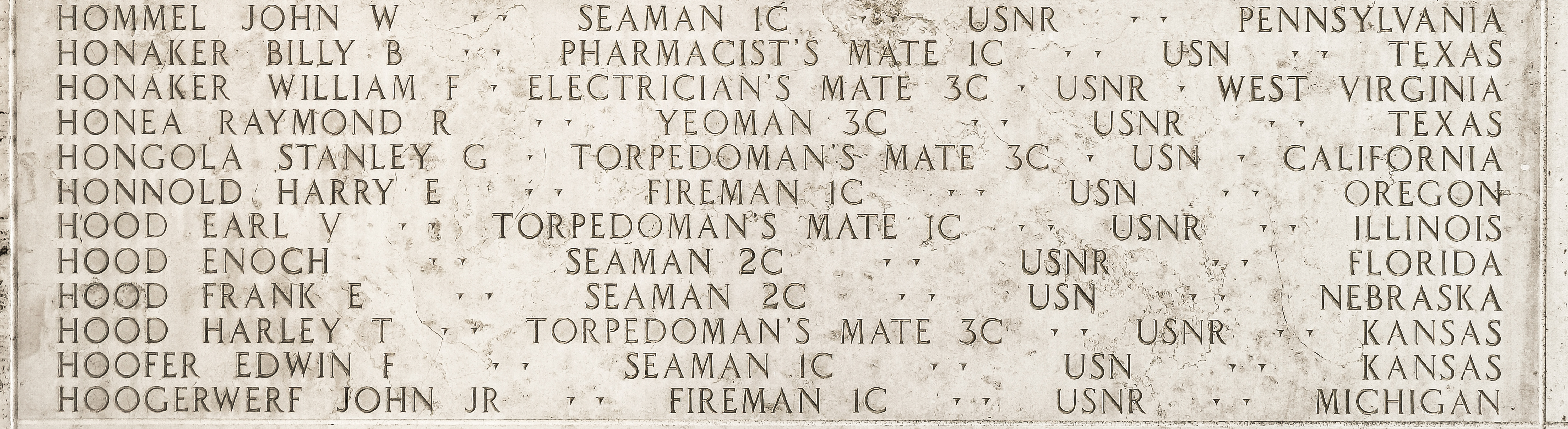 William F. Honaker, Electrician's Mate Third Class